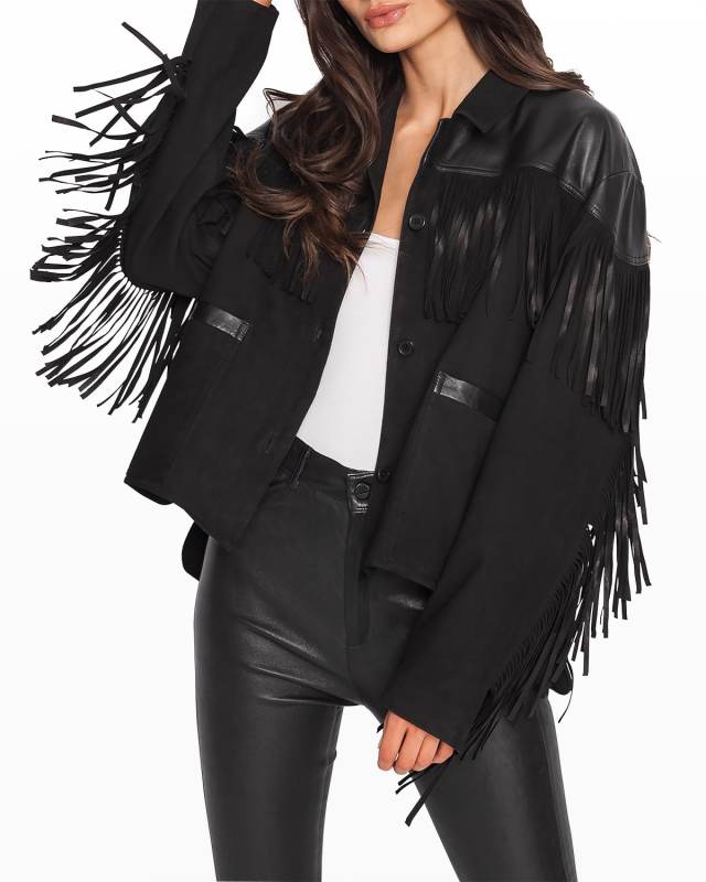 Madeline Suede Leather Fringe Jacket